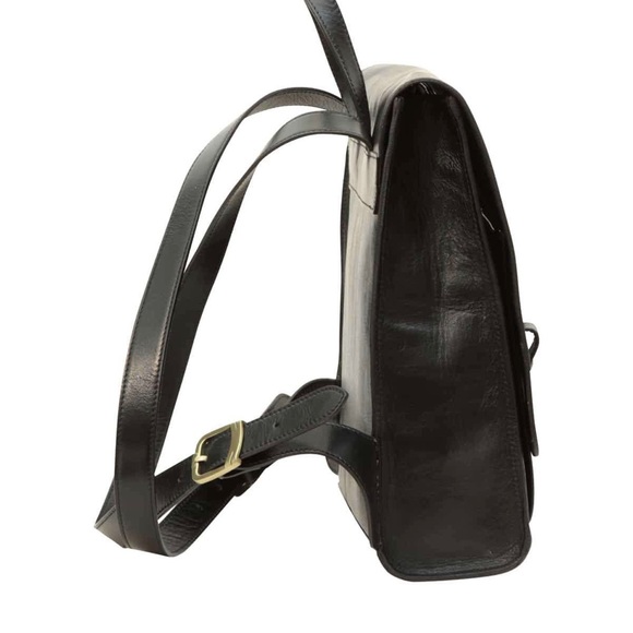 The Old Angler Black Smooth Italian Leather Backpack EUC Like New - Picture 16 of 16